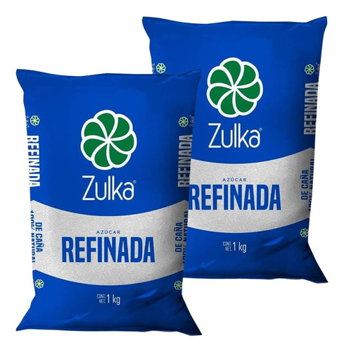 2pz Azucar Refinada Zulka 1kg Granulada Caña Origen Natural