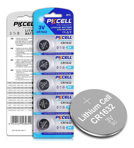 Bateria Pkcell Cr1632 De Litio De 3v Para Llavero 5un