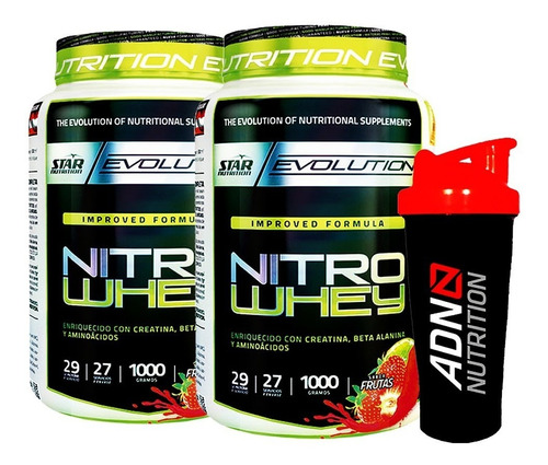 Nitro Whey 2 Kg Star Nutrition Proteina 0% Azucar Con Creatina Beta Alanina Glutamina Bcaa + Shaker