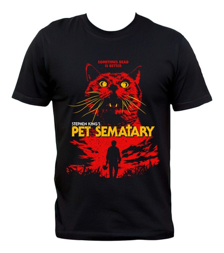 Remera Negra Pet Sematary Cementerio De Animales Gato