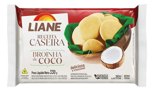 Biscoito Broinha De Coco Sem Lactose Liane 330g