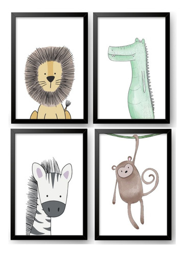 Quadros Decorativos Infantil Safari Animais Da Floresta