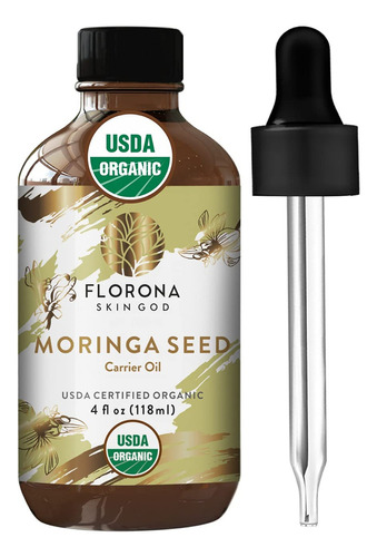 Florona Aceite De Moringa Orgánico Usda - 4 Onzas Líquida.