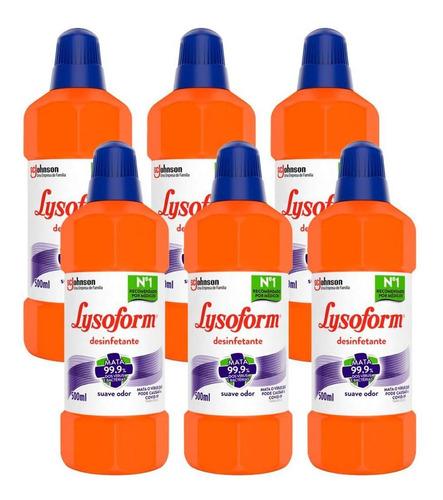 Kit 6 Desinfetante Lysoform Uso Geral Suave Odor 500ml