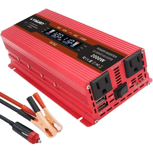 Inversor De Potencia 1000 W, 12 V A 110 V 2 Tomas 110 V