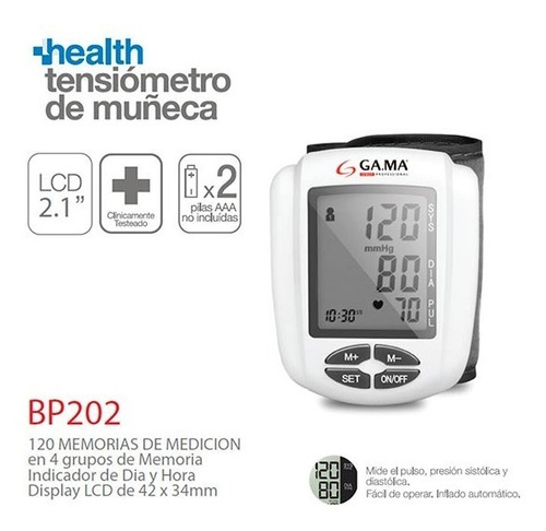 Tensiómetro De Muñeca Gama Bp 2116 120 Memorias Color Blanco