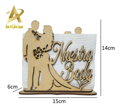 Servilleteros Para Bodas Con Forma De Novios 6pz De Mdf M1 Nuestra Boda