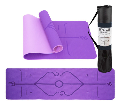 Imagen 1 de 10 de Mat Yoga Colchoneta Bicolor Guía Posiciones Tpe 6mm + Funda
