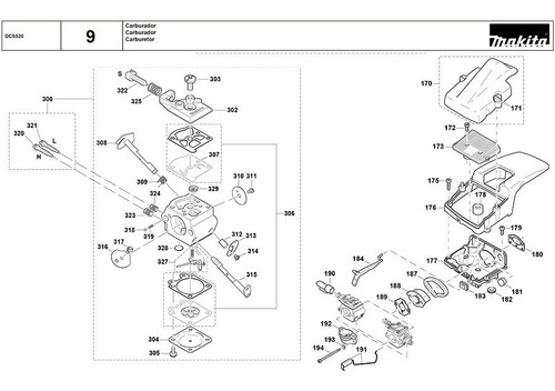 Vista Explodida Motosserra Dcs520 - Makita