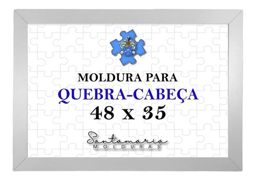 Moldura 48x35 P/ Quebra Cabeça Grow 500 Peças Puzzle Branco