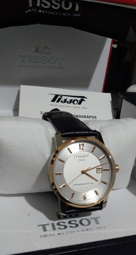 Reloj Tissot T-classic Titanium Automático Meses S/intereses Café Dorado Blanco (Usado)