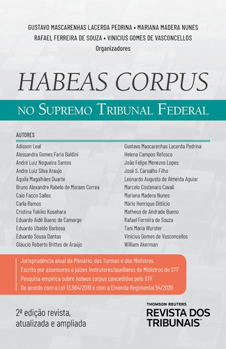 Habeas Corpus No Supremo Tribunal Federal, De Gustavo Mascarenhas Lacerda Pedrina. Editora Revista Dos Tribunais, Capa Mole Em Português