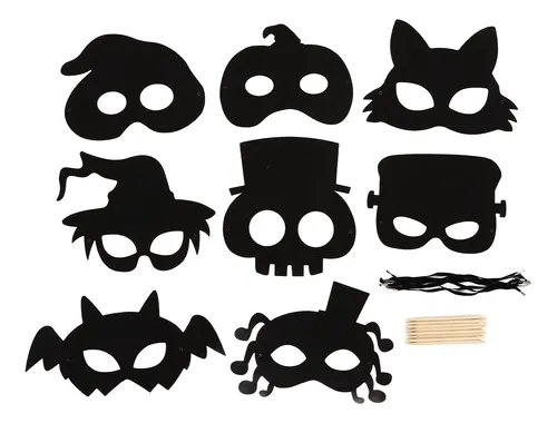 Kit De Arte Rascador Halloween De 48 Piezas – Máscaras Y Tarjetas Para Raspar, Con Cuerdas Y Pegatinas, Manualidad Creativa Para Niños