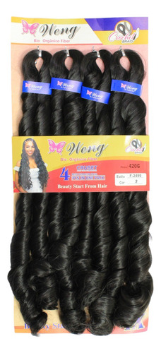 Aplique De Cabelo 100% Orgânico Ondulado Para Crochet - Weng Cor Castanho Escuro 02