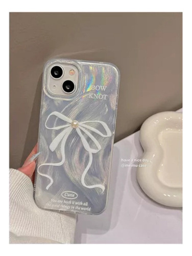 Funda Para Iphone11 12 13 14 15 16 Serie Lazo En Plata Case