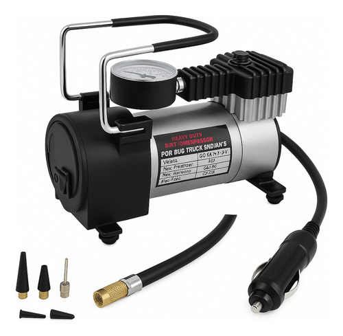 Compressor Veicular De Ar Portátil 12v Encher Pneu Manômetro