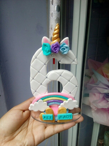 Adorno Personalizado Para Pastel Vela Decorativa Unicornio