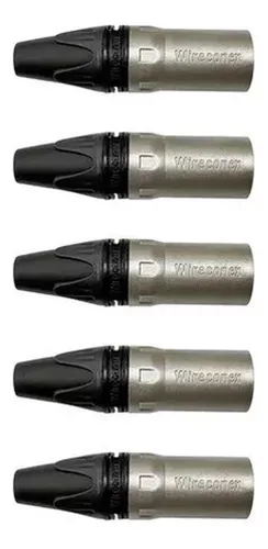 comprar Kit 5 Conectores Xlr Macho Wc 1013 Ml Bk Ni Wireconex