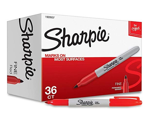 Sharpie Marcadores Permanentes, Fine Point, Rojo, 36-pack (1