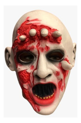 Máscara Zumbi Látex Halloween Dedos Terror Sangue Morte Cor Bege
