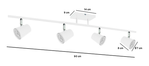 Lampara Aplique Pared Techo Spot Movil Moderno 4 Luces Led Estructura Blanco