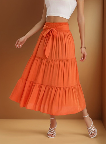 10 Pz Falda Larga Casual Fresca Unitalla Dama Playa