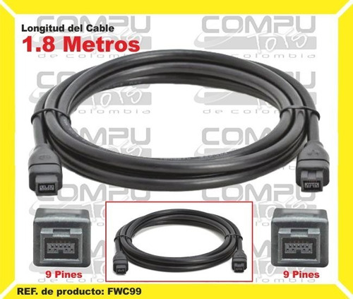 Cable Firewire 800 Mbps 9 A 9 Pines Ref: Fwc99 Computoys Sas