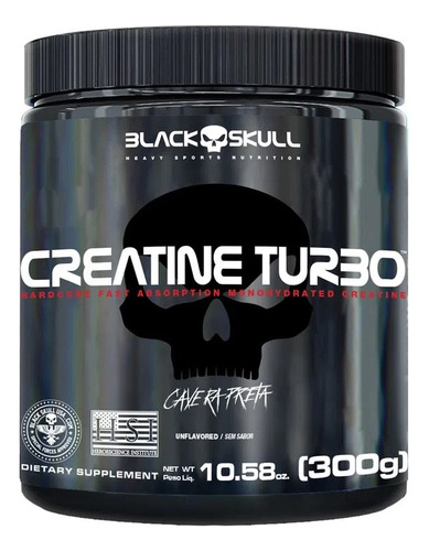 Creatina Turbo Pote Em Pó Com Carboidrato 300g Black Skull