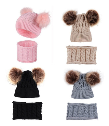 Gorrito Pompones Con Bufanda Invierno Bebes-niñ@