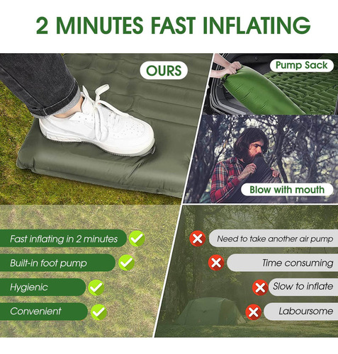 Colchoneta Inflable Para Dormir, Doble De 4 Pulgadas