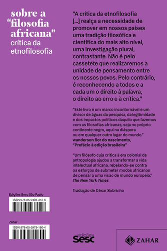 Sobre A Filosofia Africana: Crítica Da Etnofilosofia, De Paulin J. Hountondji. Editorial Zahar, Capa Mole, Edição 1 Em Português, 2024