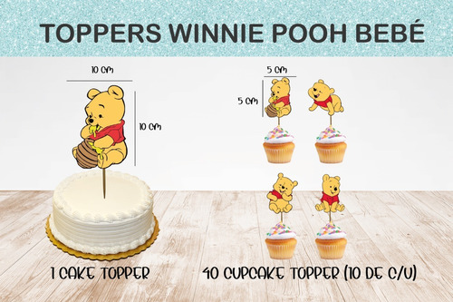 40 Topper Winnie Pooh Bebé Y 1 De 10cm Decoración Fiesta | Meses sin  intereses