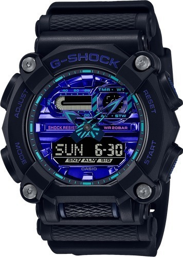 Reloj Casio G-shock Youth Blk/purple Original Hombre E-watch Color de la correa Negro Color del bisel Negro Color del fondo Azul/Morado