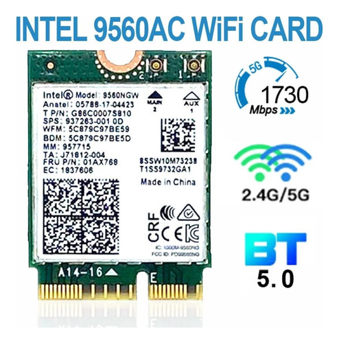 Tarjeta Modulo Wifi M.2 Intel Ac9560ngw Dualband Bluetooth