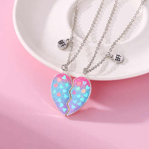 A 1 Par Collares Corazón Lindo Magnético Bff Bff Collares