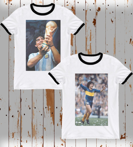 Remera Maradona X 2  ( Ringer , Sublimada )