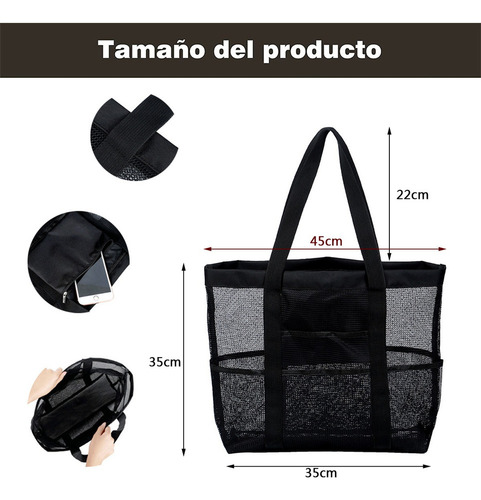 Bolsa Para Playa Ligera, Lavable Y Plegable Gran Capacidad