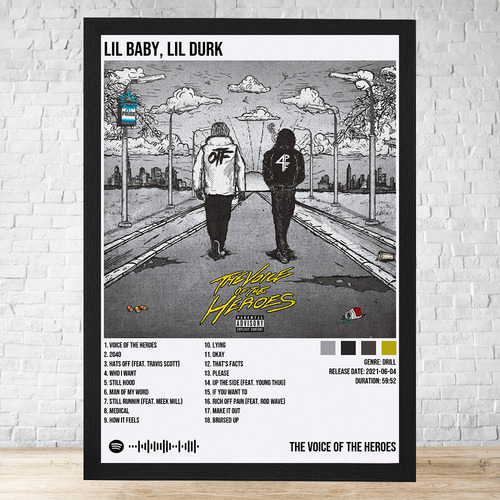 Cuadro Lil Baby Lil Durk 30x40 C/vidrio Y Marco Madera C841 Negro Clasico