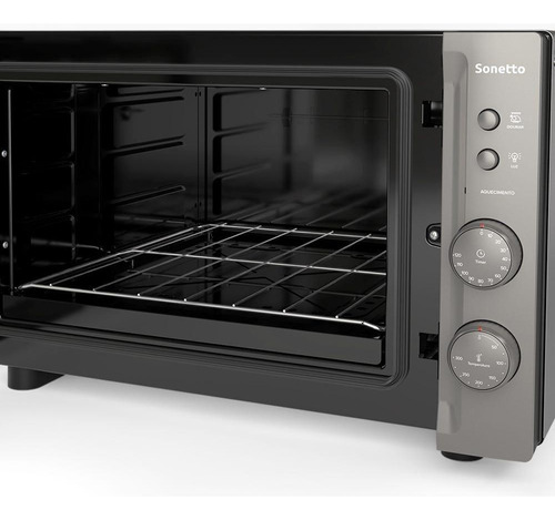 Forno Elétrico De Bancada Vidro Espelhado 44l 220v Cinza