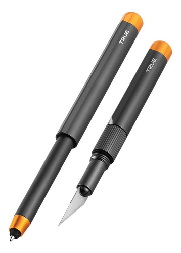 Set True De Pluma Y Navaja De Bolsillo Color Gris Con Naranja