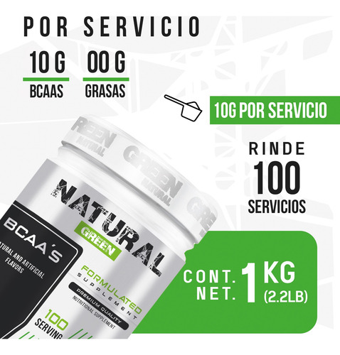 Aminoácidos Bcaas Green Varios Sabores 1kg 100 Servs Limón