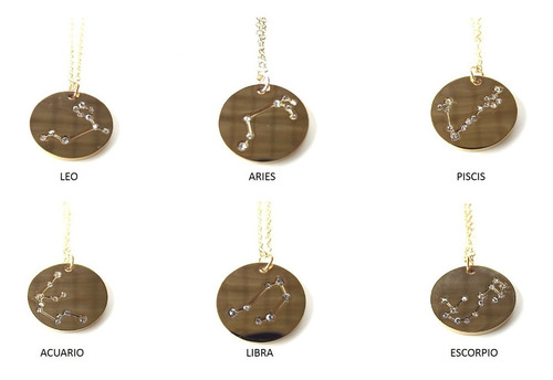 Imagen 2 de 7 de Cadena Signos Del Zodiaco Joyeria Astral + Significado Signo