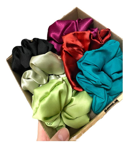 Scrunchies Basicas Mix Pack Promo Surtido Pack 01 Satin Standard X 6