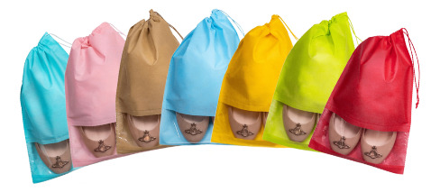 Kit 20 Uni Sacos Para Sapato Com Visor Em Tnt Liso, 27x37 Palha