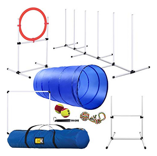 Dog Agility Training Equipment, Complete Set, Dog Tunne...