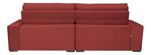 Sofá Retrátil e Reclinável 2,92m com Molas Cama inBox Estilo Suede Velusoft Vermelho