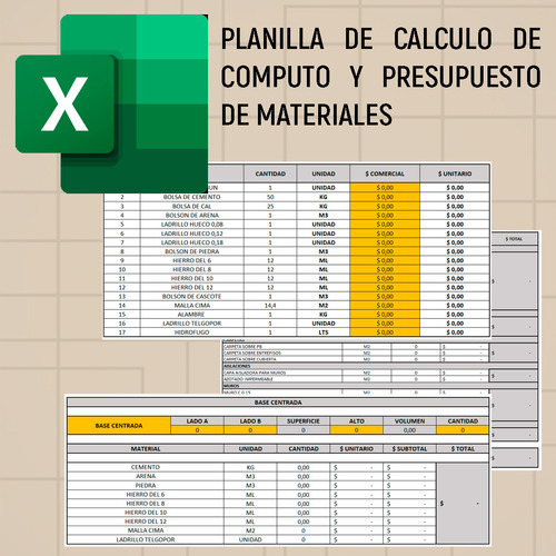 Planilla Cómputo Y Presupuesto De Materiales De Construcción