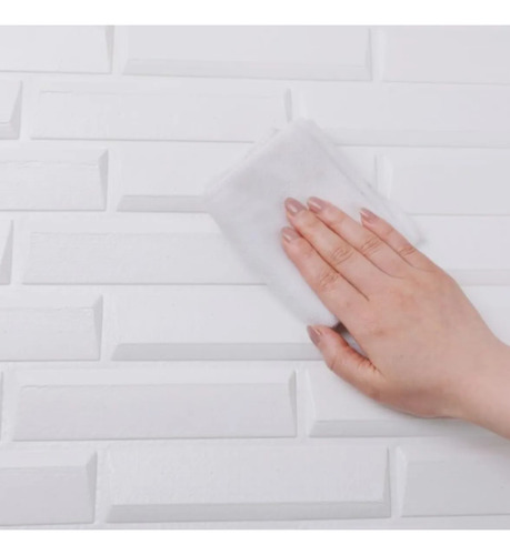 Placas 3d Autoadhesiva Pared Revestimiento Blanca Ladrillox5