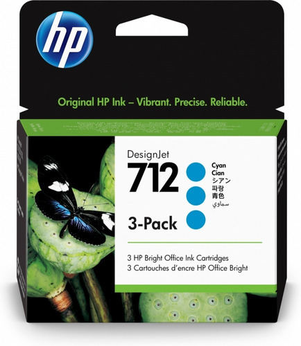 Cartucho De Tinta Hp Designjet 712 Cyan Original 29 Ml 3 Pzs