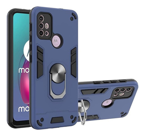 Funda Case Para Motorola Moto G30 Con Anillo Metálico Azul